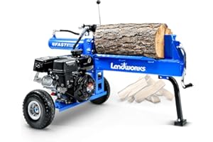 Landworks Log Splitter Portable 20 Ton Rapid Auto Return Ram System Bucher Gear Pump 7HP Engine Horizontal Full Beam Steel Wedge Firewood Splitting Forestry Harvesting