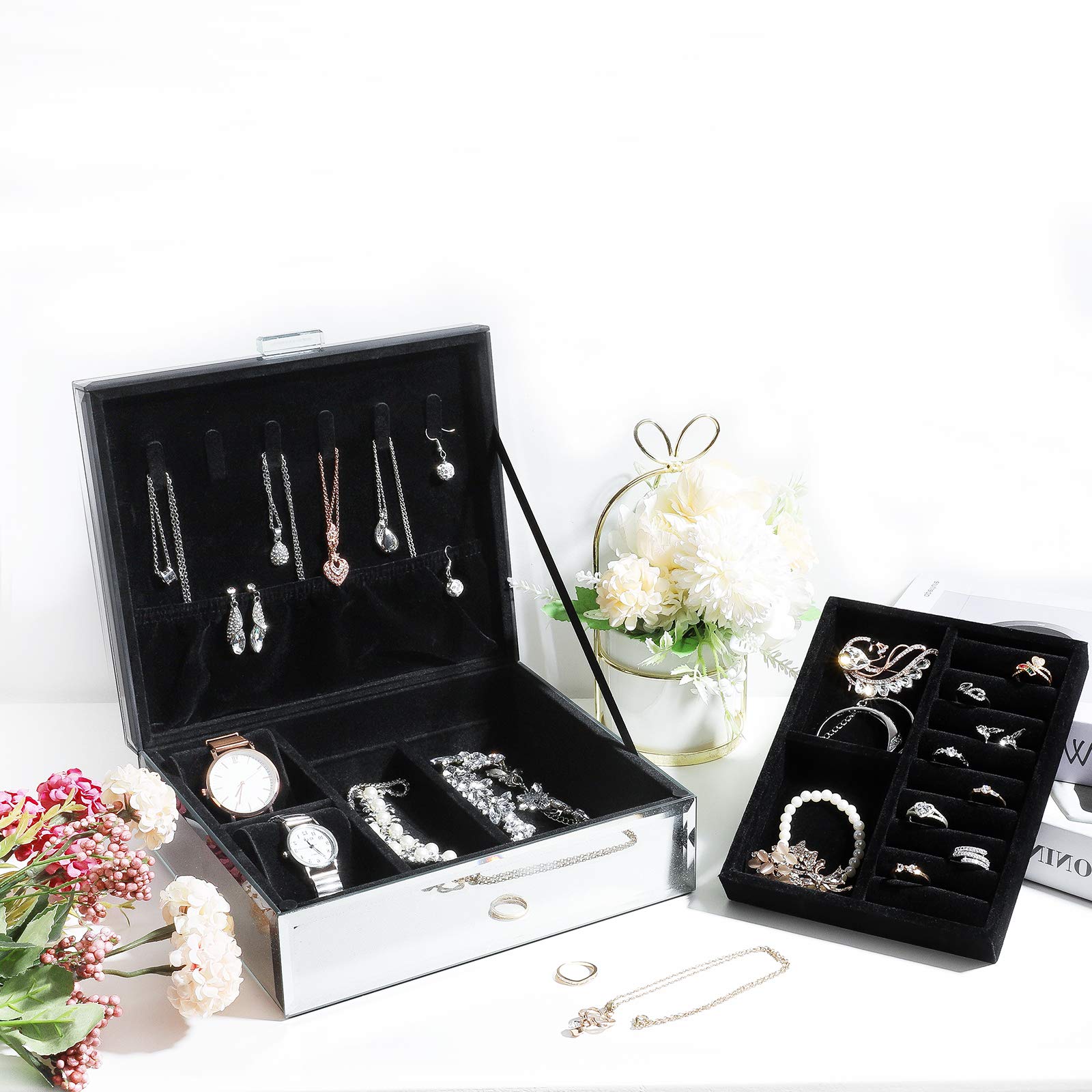 Buy Homde Glass Jewelry Box Mirrored Jewelry Organizer Luxurious