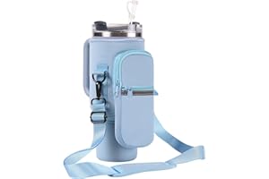 fruui Water Bottle Holder with Strap for Stanley 40oz Tumbler with Handle, Water Bottle Carrier Sling Bag with Phone Pocket, Tumbler Accessories for Stanley, Water Bottle Sleeve for Walking Hiking