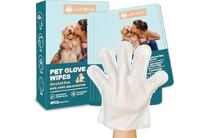 L&W BROS. Dog Wipes Gloves 6 PCS Individually Packaged, Flush-Free, Safe, Alcohol-Free, and for Convenient Grooming Cleaning Deodorizing Hypoallergenic Wipes Disposable Premium Pet Wipes (Unscented)
