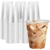 Clawsoff 12 oz Clear Plastic Cups, 300 Count Disposable Coffee Cups No Lids, 12 Ounce Cold Plastic Party Cup Bulk, PET Clear Cup for Iced Coffee, Smoothie, Cold Beverage