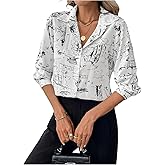 SweatyRocks Women's Printed Button Down Shirts Long Sleeve Dressy Casual Work Top Blouse