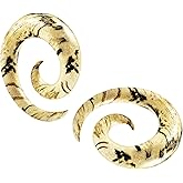 BanaVega 2PCS Wood Flesh Tamarind Spiral Coil Ear Taper Earring Piercing Stretching Gauge Piercing Jewelry Choose Sizes