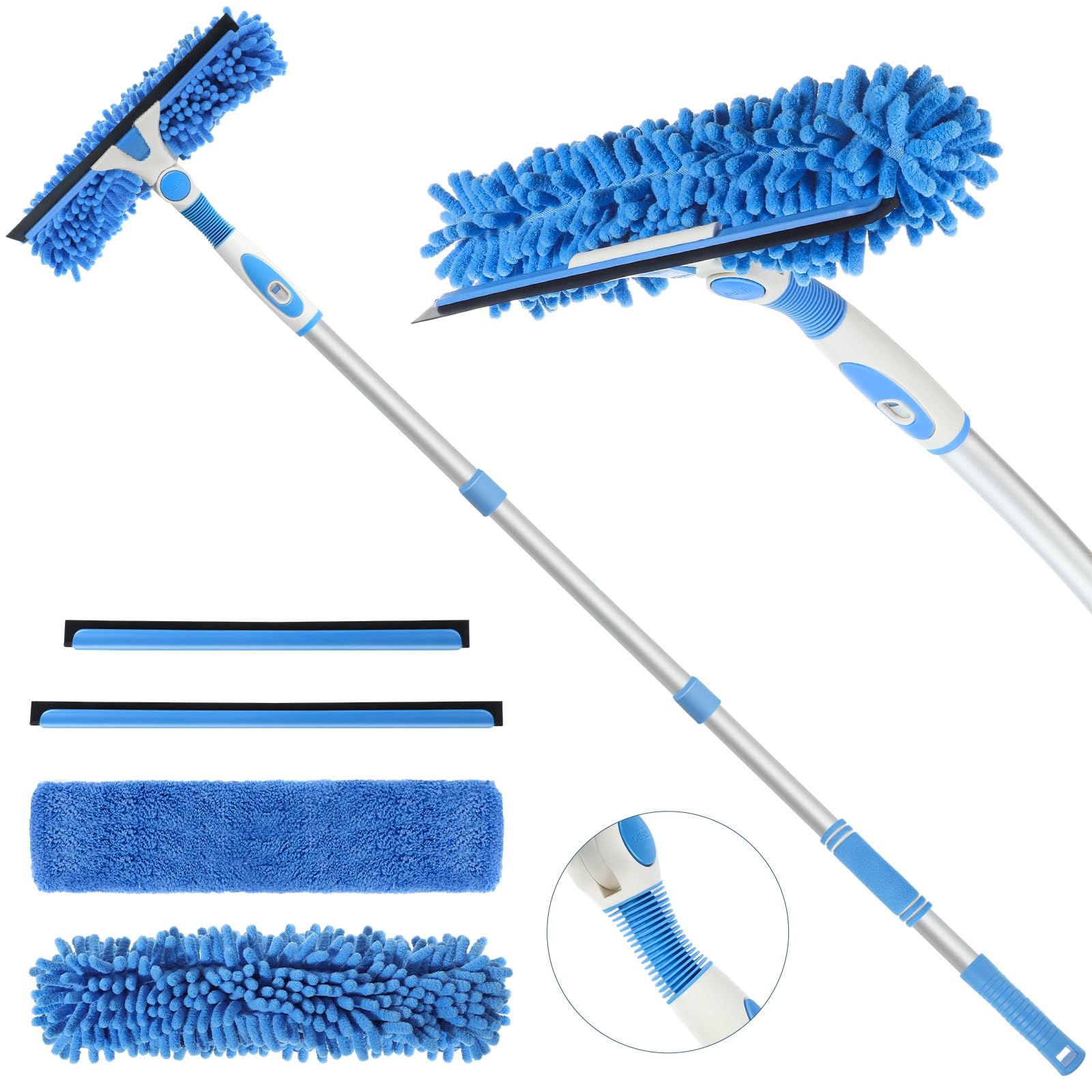 Photo 1 of Wlich Window Squeegee Cleaner,2 in 1 Shower Squeegee with Extension Pole,92” Extendable Window Cleaning Kit with Bendable Head,Glass Cleaning Tools for Indoor Outdoor High Windows,Car Windshield