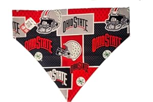 TOP ROCKS DOGGIE WEAR Ohio State Buckeye Football Over the Collar Dog Bandana That Slips onto Their Existing Collar Size (Small)