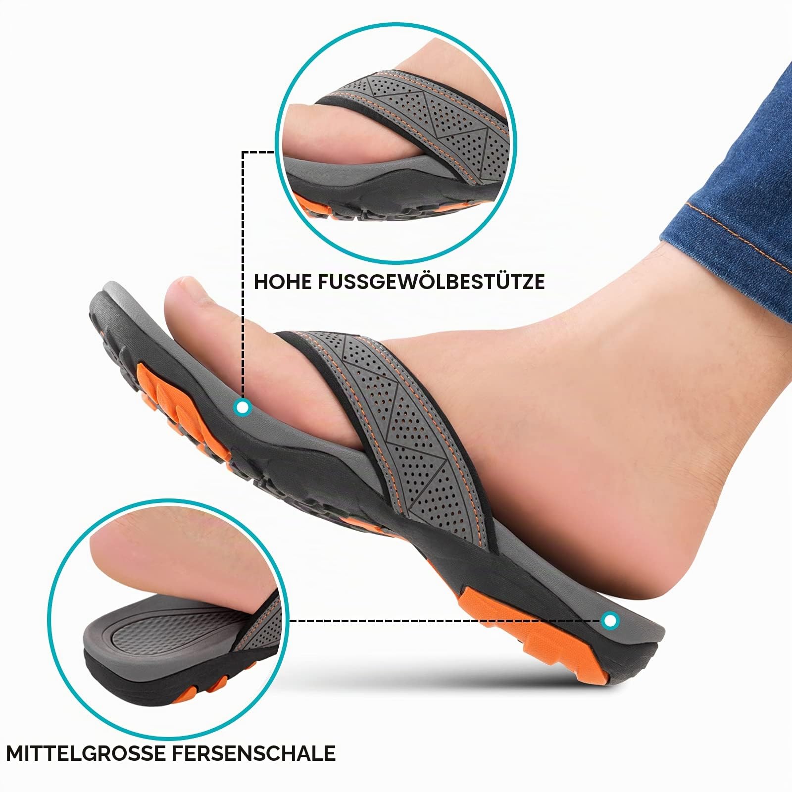 HAOLIRA Herren Flip Flops Zehentrenner Comfy Rutschsicher Sommer Beach Sandalen Outdoor Surfen Badelatschen (N1 Grau 43 EU) 6