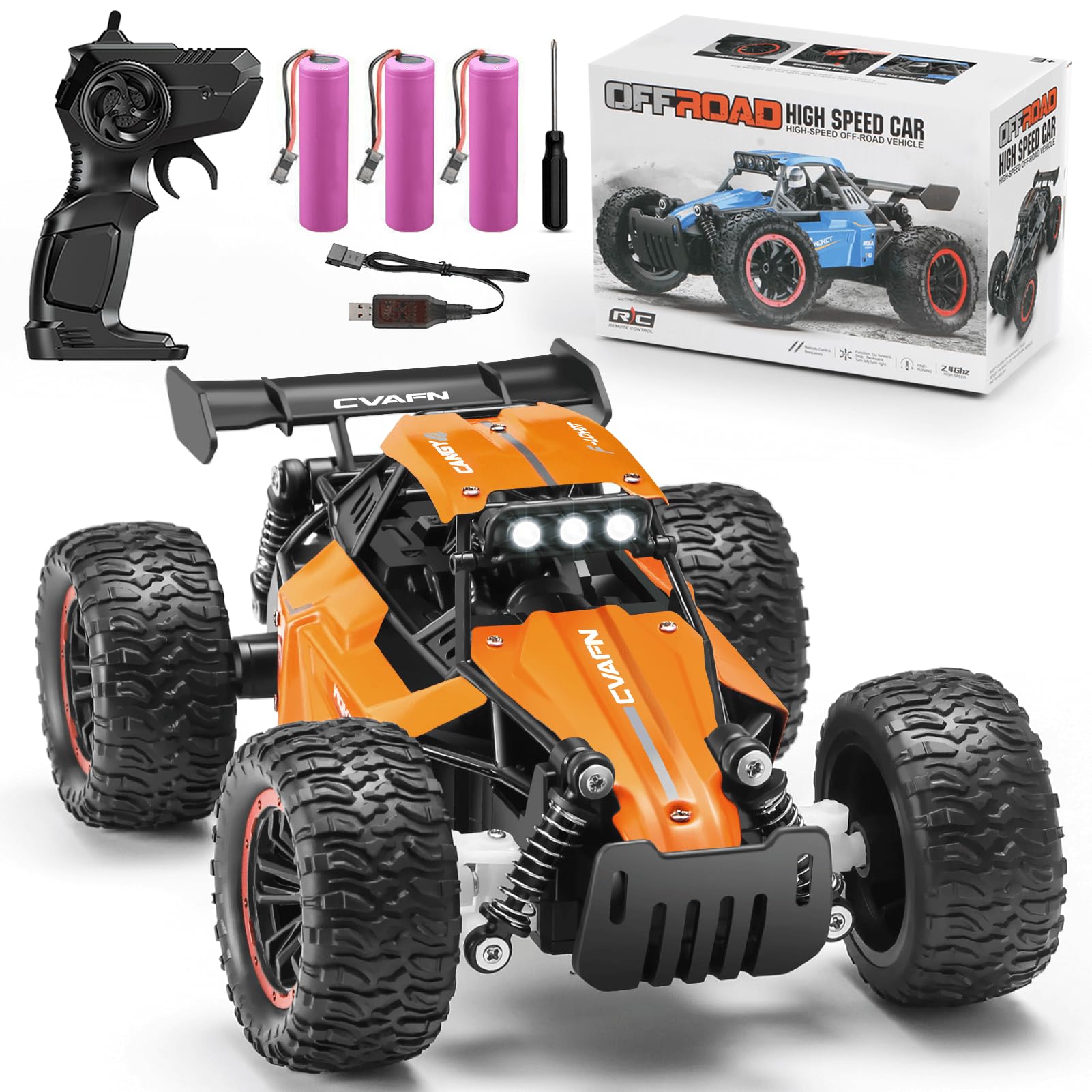 Jiakora RC Car, 2.4GHz Remote Control Cars for Kids, 1:16 Scale Alloy Off-Road Monster Truck with 3 Batteries for 60min Playtime, All Terrain Remote Control Vehicle Electric Toys for Age 3+ Boys Girls