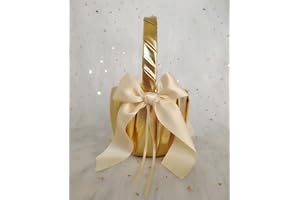 Uwedding Flower Girl Basket and Ring Bearer Pillow with Satin Ribbon Bow Decor Wedding Ceremony Anniversary Vow Renewal Party