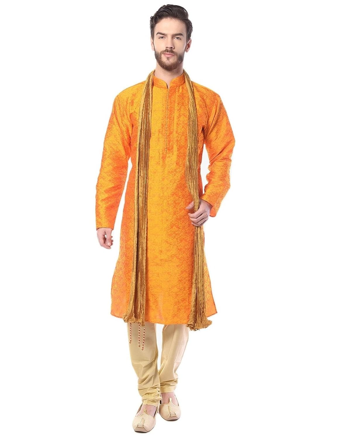 mohanlal sons yellow silk kurta pajama