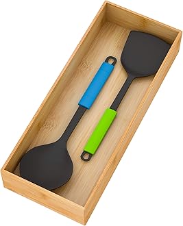 Bathroom Vanity Tray Organizer Bamboo, Small Wood Tray for Bathroom Counter Kicthen Drawer, Rectangular Toilet Paper Storage Basket Box, Guest Sink Tray Decor, Bathroom Accessories 15" x 6" x 2.5"