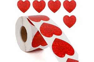 PSXUIE Heart Stickers, 500 PCS Valentines Heart Stickers for Kids, 1.5 Inch Large Red Heart Shaped Stickers, Self-Adhesive Love Decorative Stickers Labels for Valentine's Day Classroom Envelope Scrapbooking