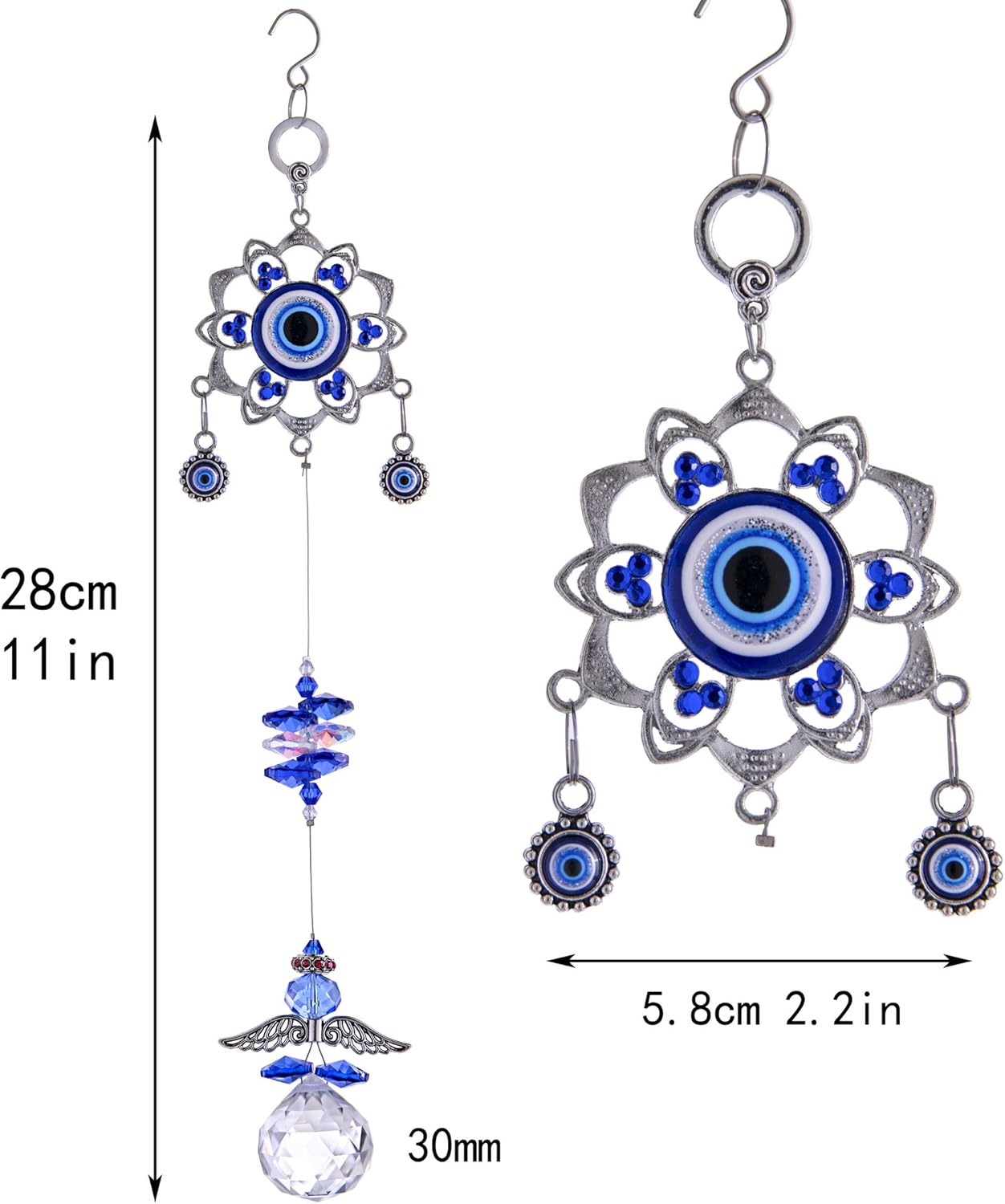 YU FENG Hanging Crystal Suncatchers Ornament Evil Eye Guardian Angel Decor Garden Suncatcher Prism Rainbow Maker Pendant: Home & Kitchen