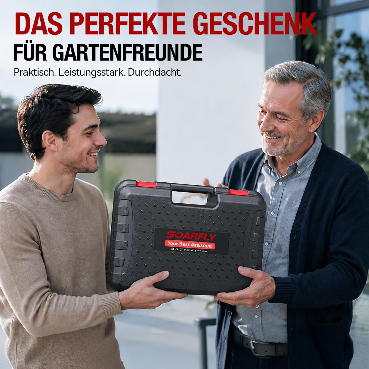 SOARFLY Akku Astschere, Akku Gartenschere mit 2x2000mAh Batterien, 35mm Maximaler Schnittdurchmesser, Brushless Motor mit LCD Display und Energiesparfunktion für Garten und Obstbäume (Rot) 7