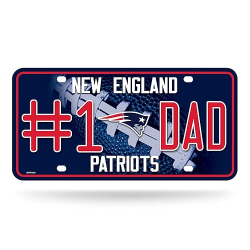 Rico Industries NFL New England Patriots #1 DAD Metal Tag (#1 Fan) #1 Fan Metal Auto Tag 8.5" x 11" - Great for Truck/Car/SUV