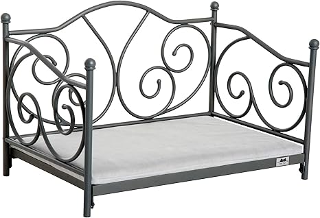 Pawhut Lit Canape Style Fer Forge Pour Chiens Chats Matelas Grand