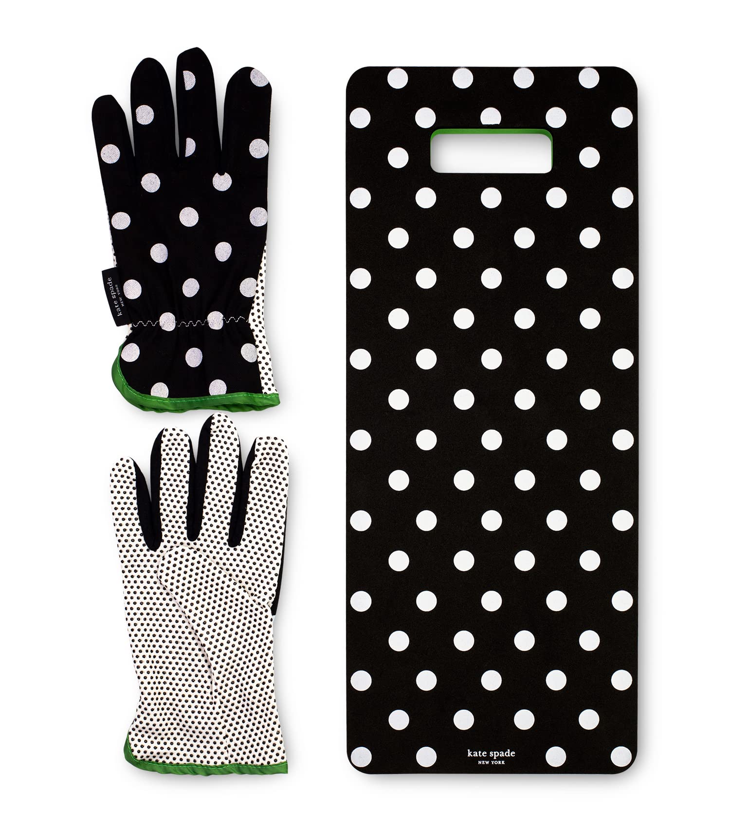 Kate Spade New York Garden Kneeler and Gardening Gloves for Women, Cute Garden Tool Set with Thick Kneeling Pad and Yard Gloves, Picture Dot