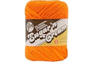 Lily 10200101628 Sugar 'N Cream The Original Solid Yarn, 2.5oz, Medium 4 Gauge, 100% Cotton - Hot Orange - Machine Wash & Dry