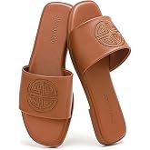 Stratuxx Kaze Womens Dressy Flat Sandals Memory Foam Comfy Slide for Summer | Cute Leather Beach Sandals for women Outdoor Elegant Shoes Summer 2026