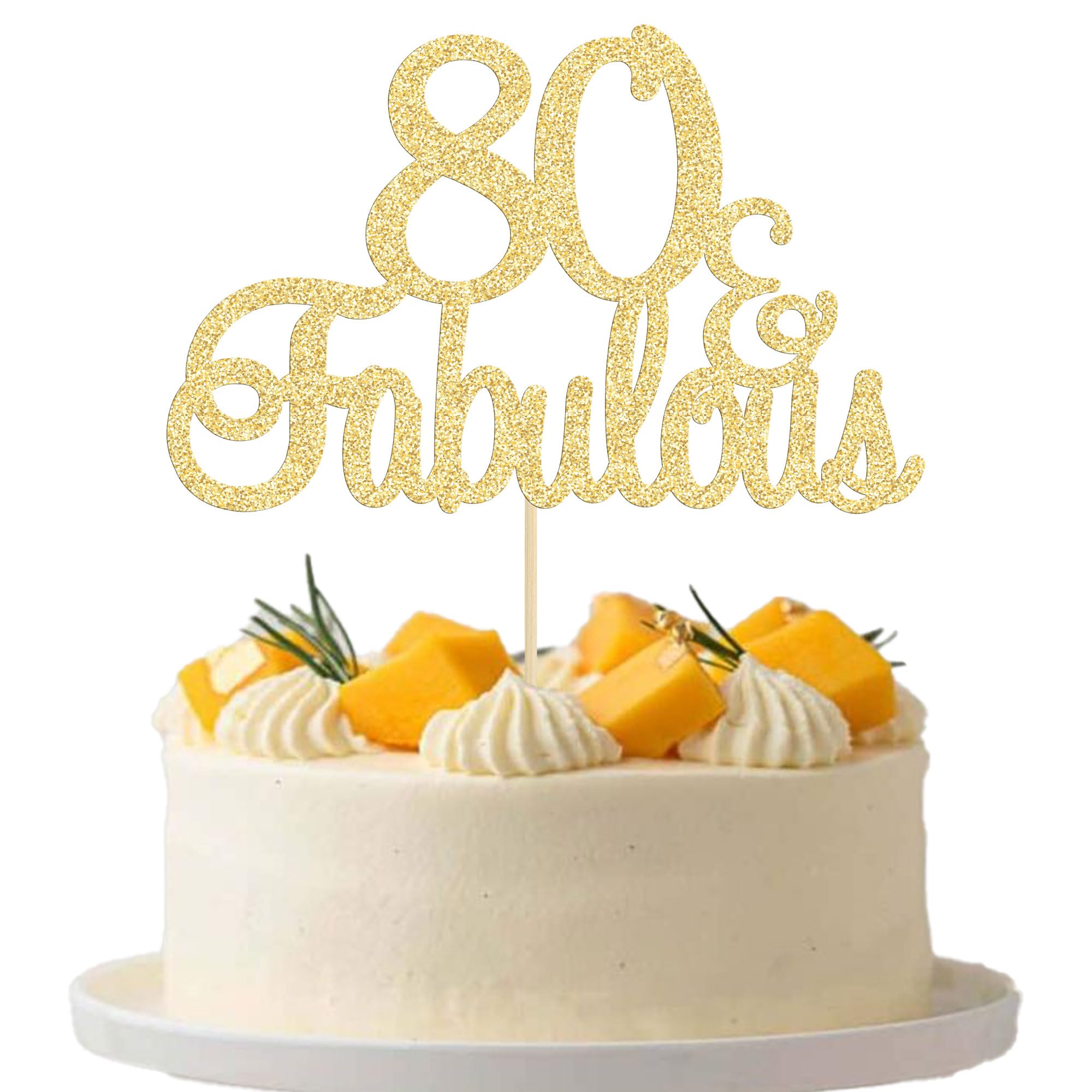 Gyufise 3Pcs 80 & Fabulous Cake Toppers 80 Birthday Anniversary Cake Toppers for 80 Birthday Anniversary Party Decorations Happy 80th Birthday Cake Decorations Supplies