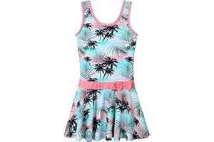 BAOHULU Girls Swimsuit One Piece UPF 50+ Floral Skirted Bathing Suit Modest Beach Swim Dress 3-11 Years