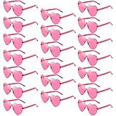 QYVEWY 20 Pack Heart Sunglasses for Women Candy Transparent Rimless Bulk Heart Shaped Glasses for Bachelorette Party Favors