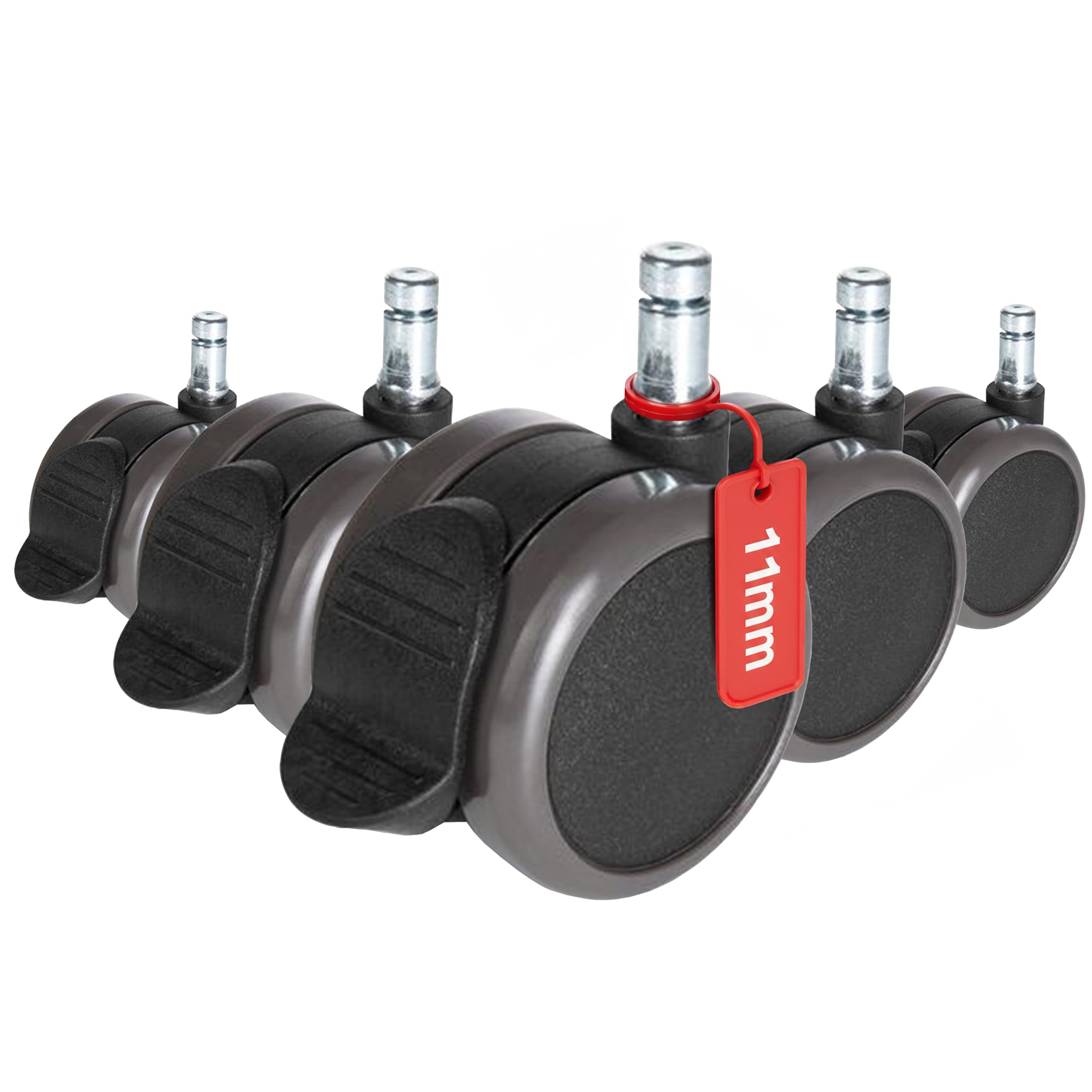 hjh OFFICE 619033 5x hard floor castors with locking brake 11mm / 65mm chair castors