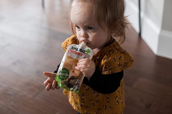 SPROUT ORGANICS BABY FOOD, BUTTERNUT, CHICKPEA, QUINOA & DATE, PLANT POWERED PROTEIN, 4 OZ PUREES (PACK OF 6)