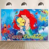 Wall Decor Backdrop for Mermaid Birthday Decorations, Mermaid Themed Banner for Birthday Party Supplies (5x3ft)