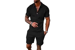 Kubsid Men Track Suits 2 Piece Set Summer Casual Outfits Fashion Polo Shirts Short Sleeve and Shorts Set Vacation Clothes