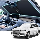 SINGARO 300T Universal Car Windshield Sun Shade, Foldable Reflective for Windshield & Window Shades with Overlapping Design, Car Interior Accessories (55