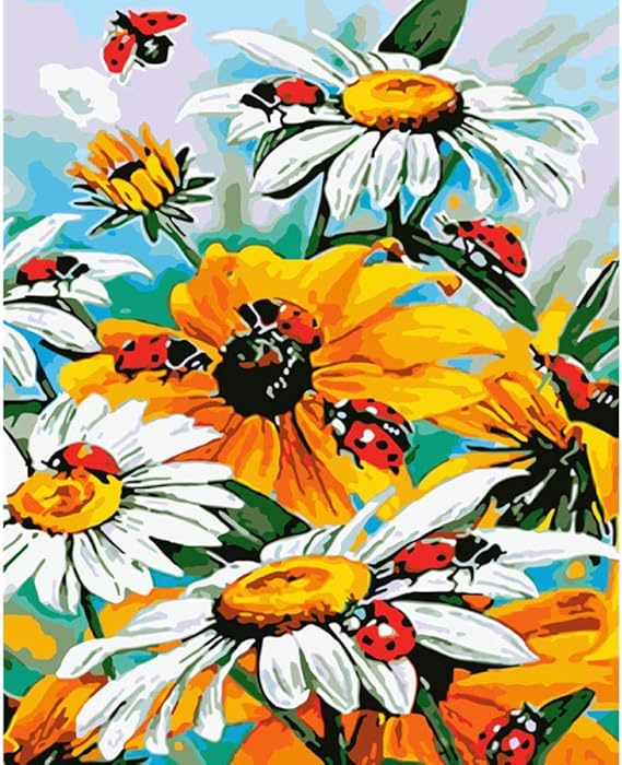 AOTAO Flor Amarilla Y Blanca Diy Pintura Digital Por Números Arte