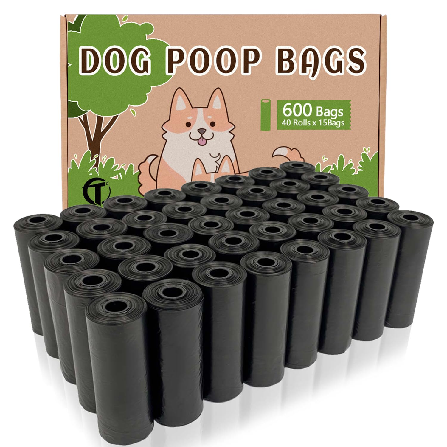 AiTodos® 600 Dog Poo Bags, Black, 31 x 22 cm, Poo Bags Dogs-Polyethylene Material(40 Rolls of 15 Counts)