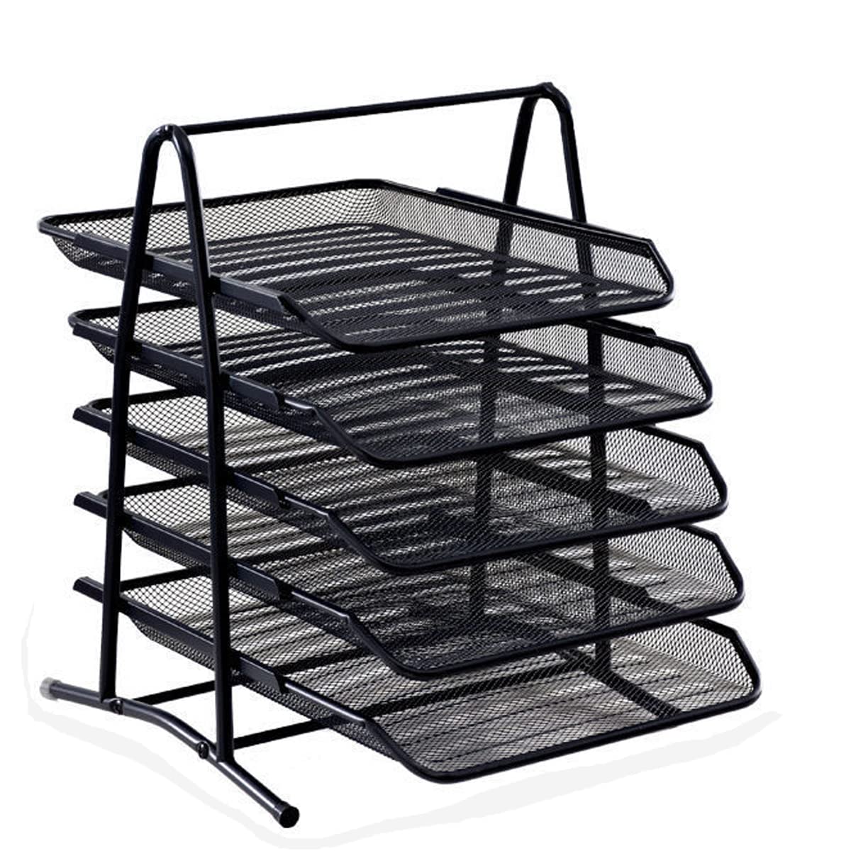 Wire Mesh Letter Tray 5 Tier Filing Trays Holder Office Desktop Document A4 Paper File Storage Desk Organiser Mesh Filling Home Office School Scratch-resistant Stacking Supports Black