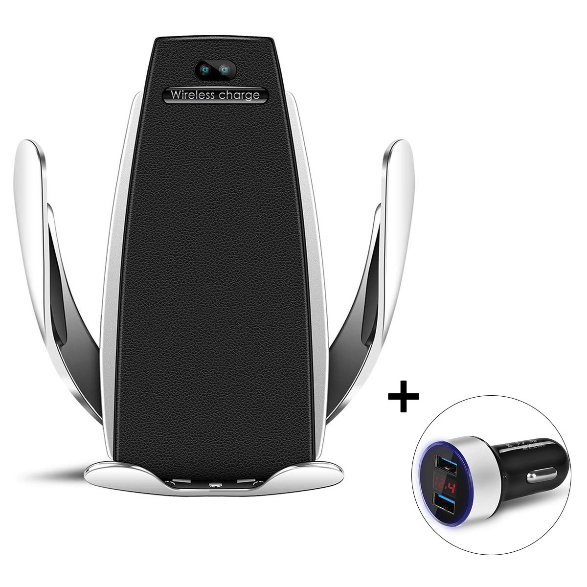 RONY Wireless Car Charger, Automatic Clamping Wireless Car Charger Mount 10W Fast Charging Car Charger Holder Compatible with iPhone Xs/Xs Max/XR/X /8, Samsung Galaxy Note 9/ S9/ S9+/ S8 etc. (White)