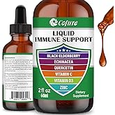 Cofure Zinc Quercetin Vitamin C D3 Liquid Immune Support with Organic Echinacea Elderberry, Immune Defense Drops Supplement for Adults- Vegan, Non-GMO, Gluten Free - 2 Fl Oz, 60 Servings