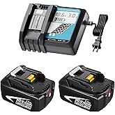 2Pack Upgraded 18 Volt 6000mAh Lithium ion BL1860B Batteries and DC18R Charger Replacement for Makita 18V Battery and Charger BL1860 BL1850B BL1830B Compatible with Makita 18 Volt Series Power Tools