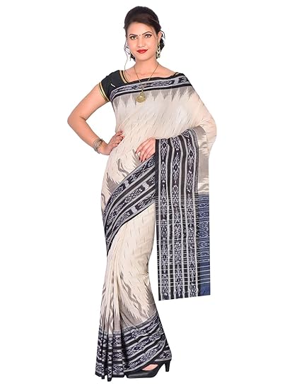 ODISHA HANDLOOM Womens Sambalpuri Cotton Saree With Blouse Piece (OHAUG2019-83_Beige)