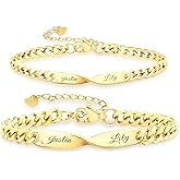 Malihome Personalized Infinity Couple Chain Bracelet Set,Customizable Name Engraving, Adjustable Length with Heart Charm, Matching His and Hers Jewelry