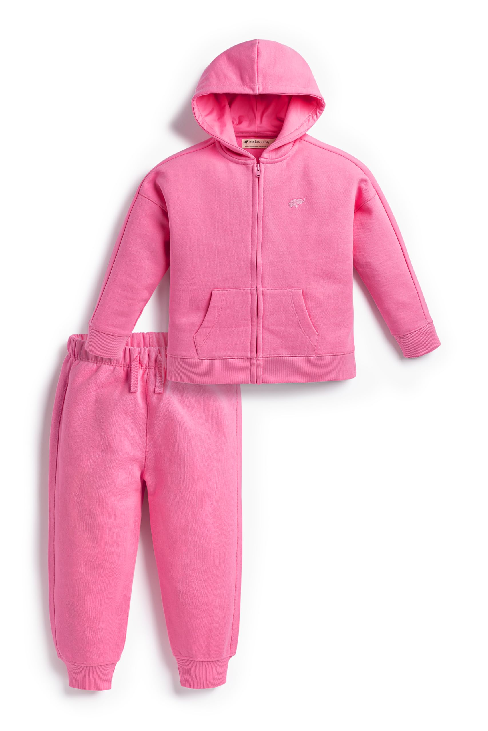monica + andy Baby Organic Sporty Zip Hoodie Sweatsuit Hot Pink, 4T