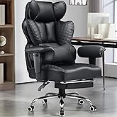 GTPLAYER Big and Tall Gaming Chair 400lbs Heavy Duty Office Chair with Foot Rest &amp; Ergonomic Pocket Spring Lumbar Support, High Back 3D Saddle Shaped Cushion for Back Pain Relief, Matte-Black