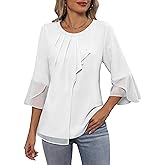 Blooming Jelly Womens Dressy Casual Blouses 3/4 Sleeve Ruffle Business Tops Summer Work Shirts 2025