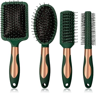 UseeShine Hair Brush Set Anti Static Detangler Paddle Oval Green