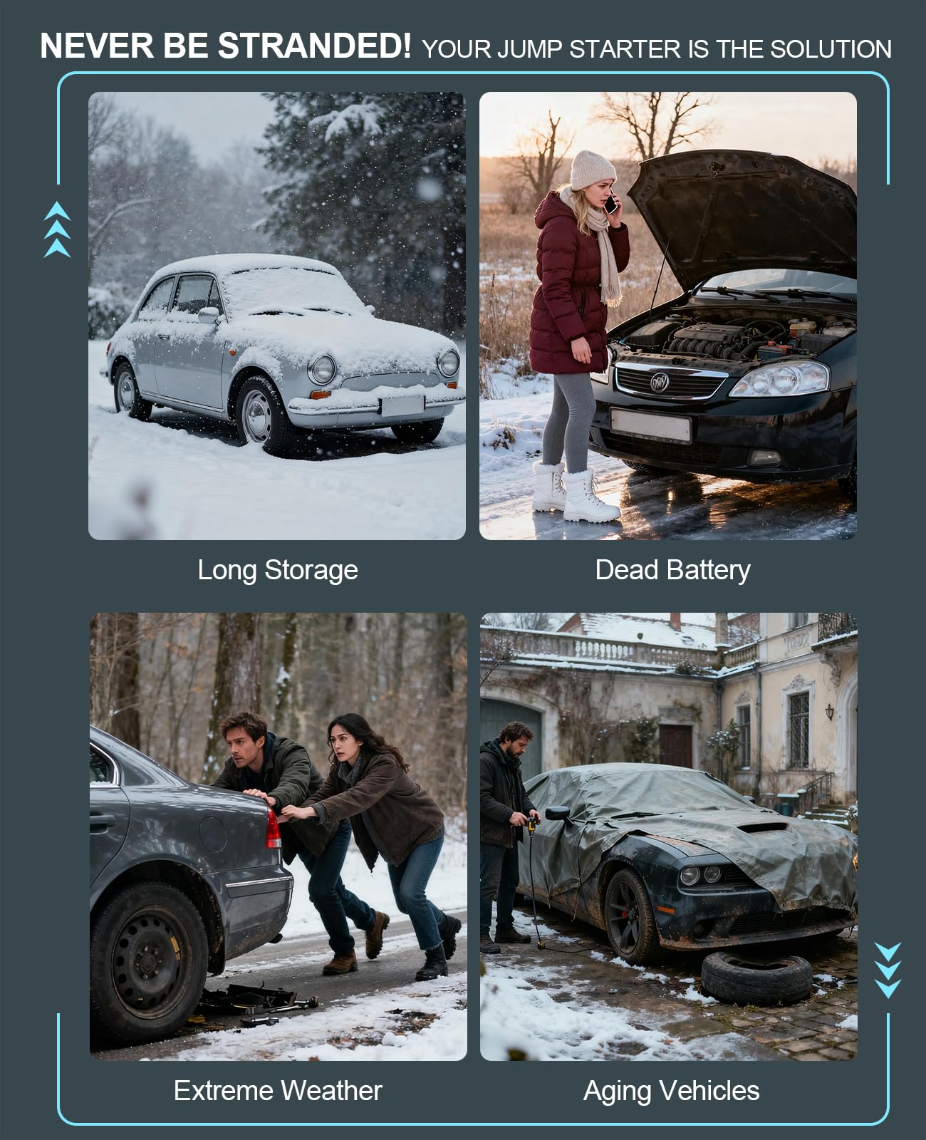 Jump Starter with Air Compressor 4000A, Emergency Car Jumper Starter Portable(8.0L Gas/6.5L Diesel) with 150PSI Auto-Shutoff Tire Inflator, 12V Jump Box Car Battery Booster Power Pack with QC3.0, LCD