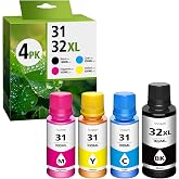 31 Ink 32XL Black Ink Bottle Set, Smart tank 5101 7602 6001 5100 Ink Refill | Compatible with HP 31 32XL Ink Bottles Set for Smart Tank 651 5101 5000 7602 5103 6001 7301 7001 7302 5102 7002 7603 Printers