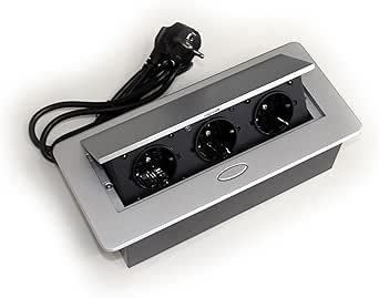 Mesa enchufe 3 aluminio enchufe Cocina regleta retráctil.: Amazon.es