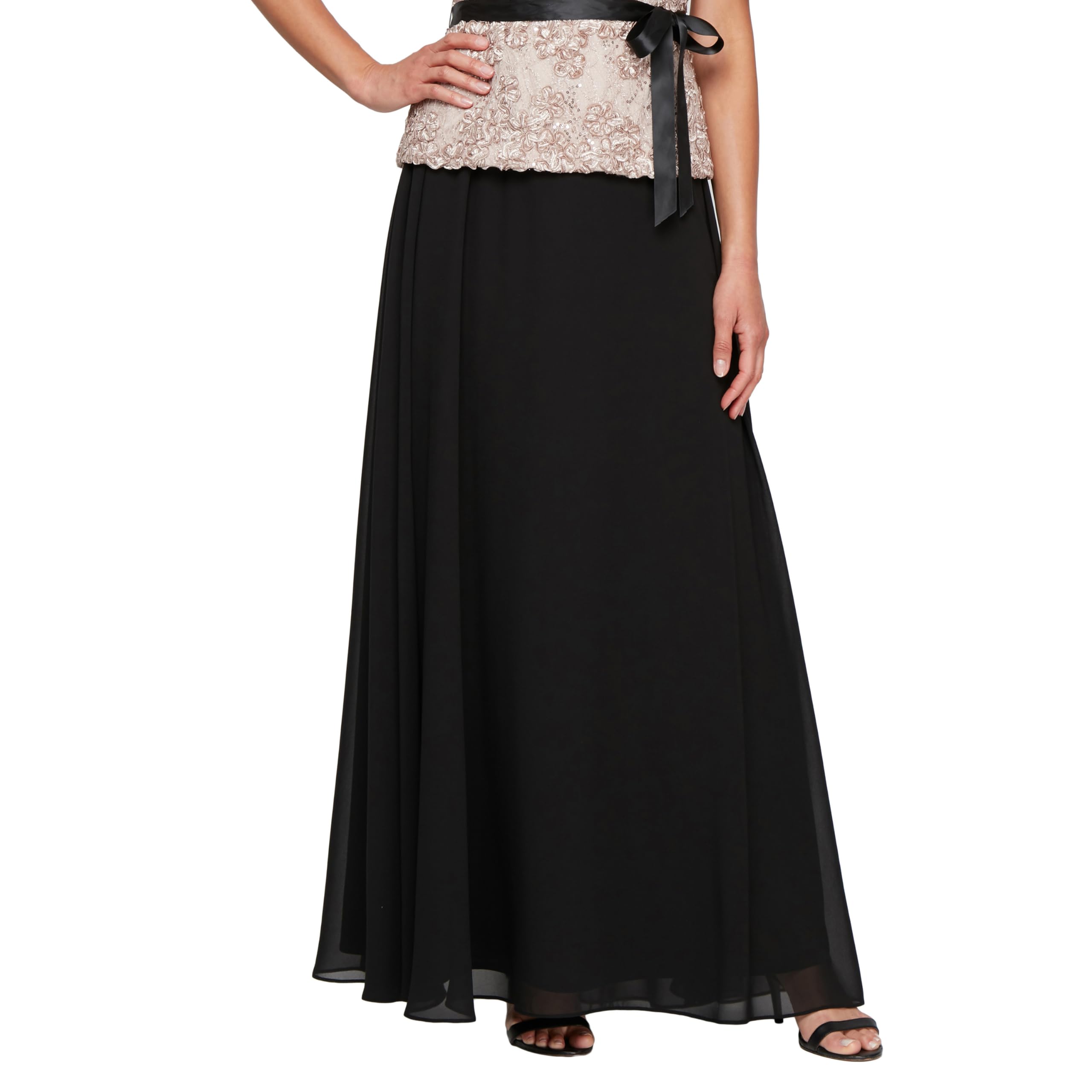 Alex Evenings Women’s Full Length Formal Maxi Skirt, Perfect for Special Evening to Party Guest (Petite and Regular Sizes), Black Full, M