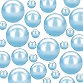 EGKamh 400Pcs Light Blue Pearl Vase Filler Beads, No Hole Faux Pearls Beads for Centerpieces Vases,Wedding Decorations, Birthday Party Home Table Decor,for Floating Candle(8/14/18mm)