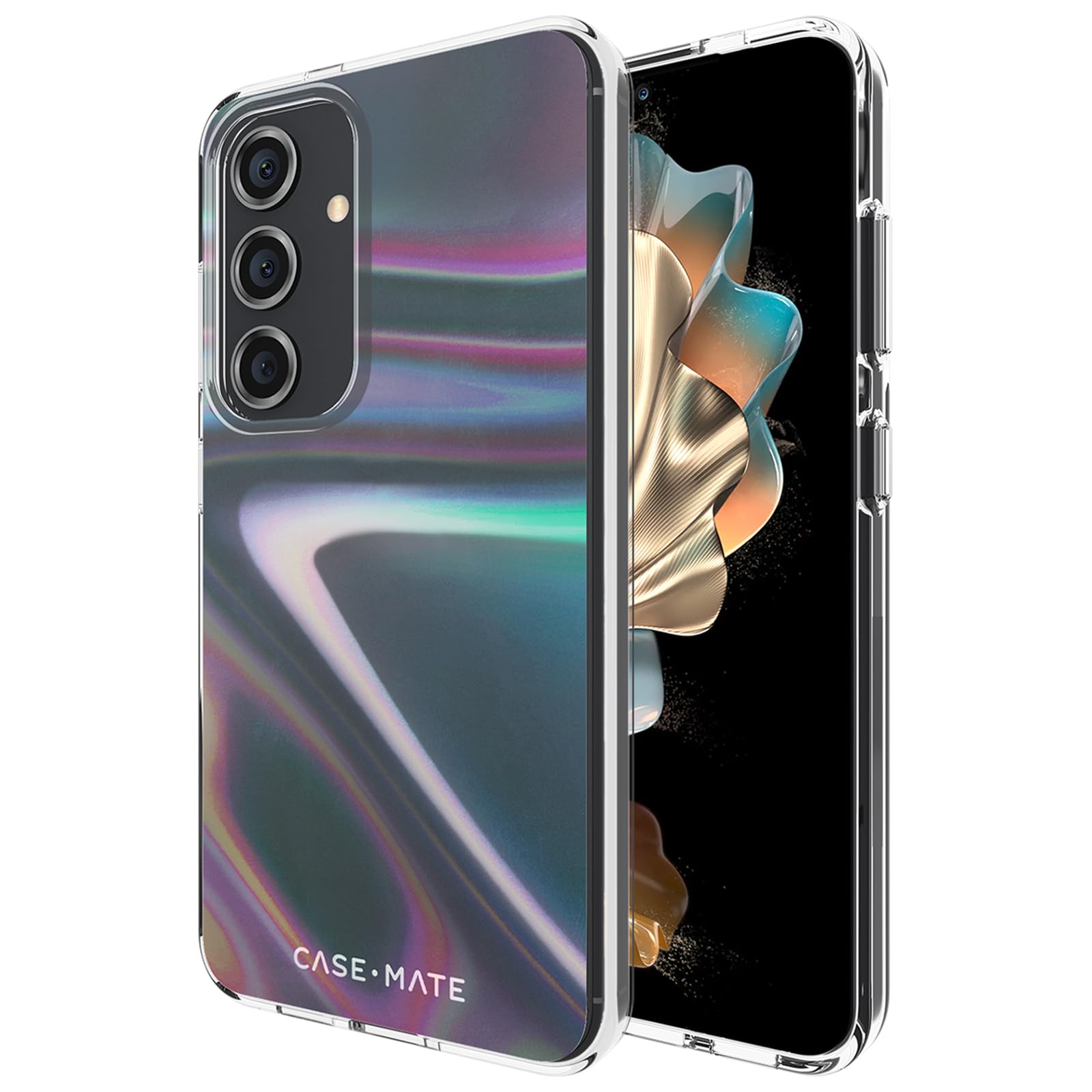 Case-Mate Soap Bubble Samsung Galaxy S24 5G Case [6.2"] [12ft Drop Protection] [Wireless Charging] Luxury Phone Case for Samsung Galaxy S24 5G - Iridescent Swirl Effect, Anti-Scratch Tech - Iridescent Image