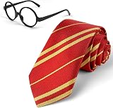 Aomig Red Wizard Striped Tie Glasses Set World Book Day Cosplay Tie view 8