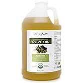 velona USDA Certified Organic Olive Oil - 64 Fl Oz | 100% Pure and Natural Carrier Oil | Extra Virgin, Unrefined, Cold Pressed | Cooking, Dressing, Face, Hair, Body & Skin Care | Use Today - Enjoy Results